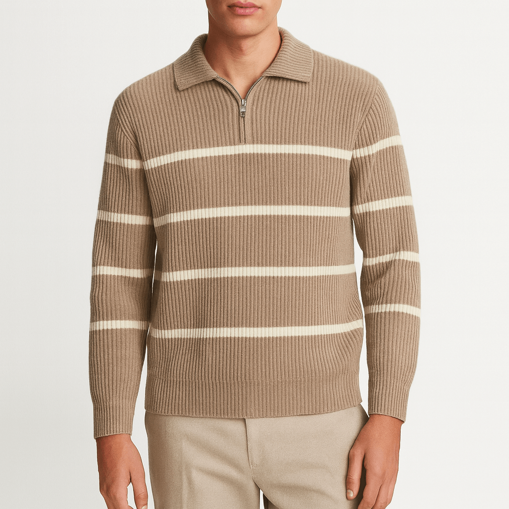 Lovestylo | Gestreepte Half-Zip Trui